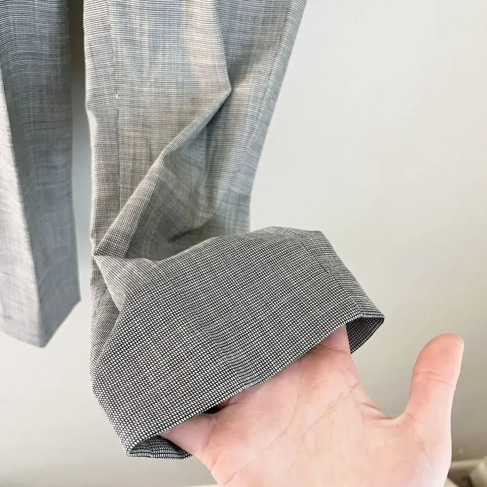 Calvin Klein Women B&W Gray Ankle Pants 2 Plaid Pleated Pull On Check Office NEW - Picture 8 of 14